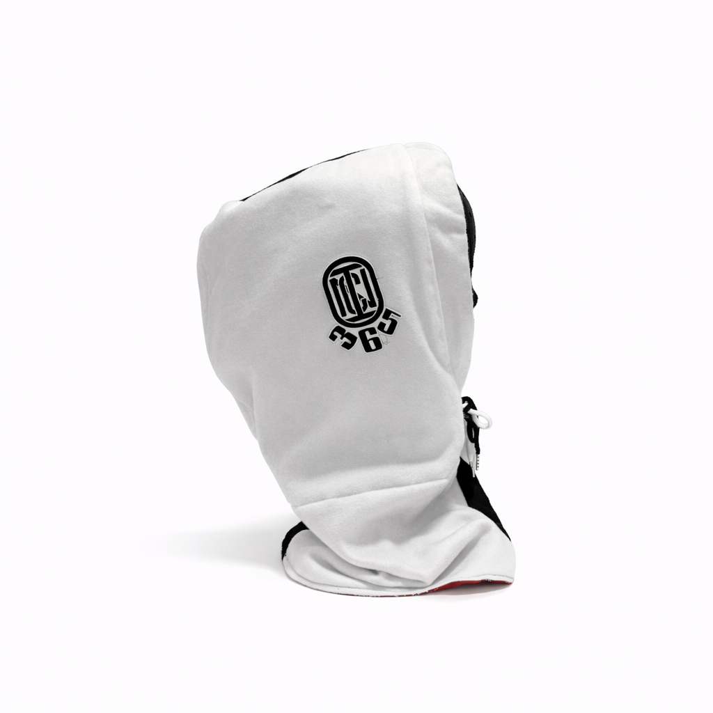 Pink Grey White Scarf Hoodie Black