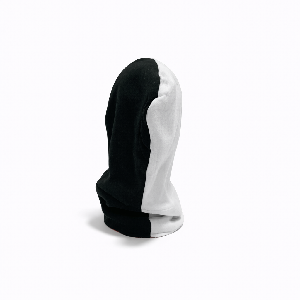 Pink Grey White Scarf Hoodie Black