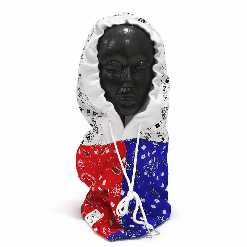 Grey Black Scarf Hoodie Front