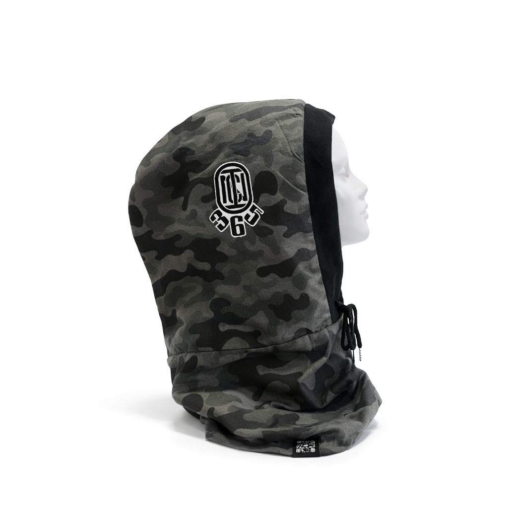 Grey Black Scarf Hoodie Grey